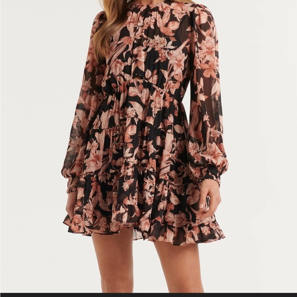 Ever New Dresses & Skirts - Ever New Lenora Black Mini Dress with Blush Floral Print